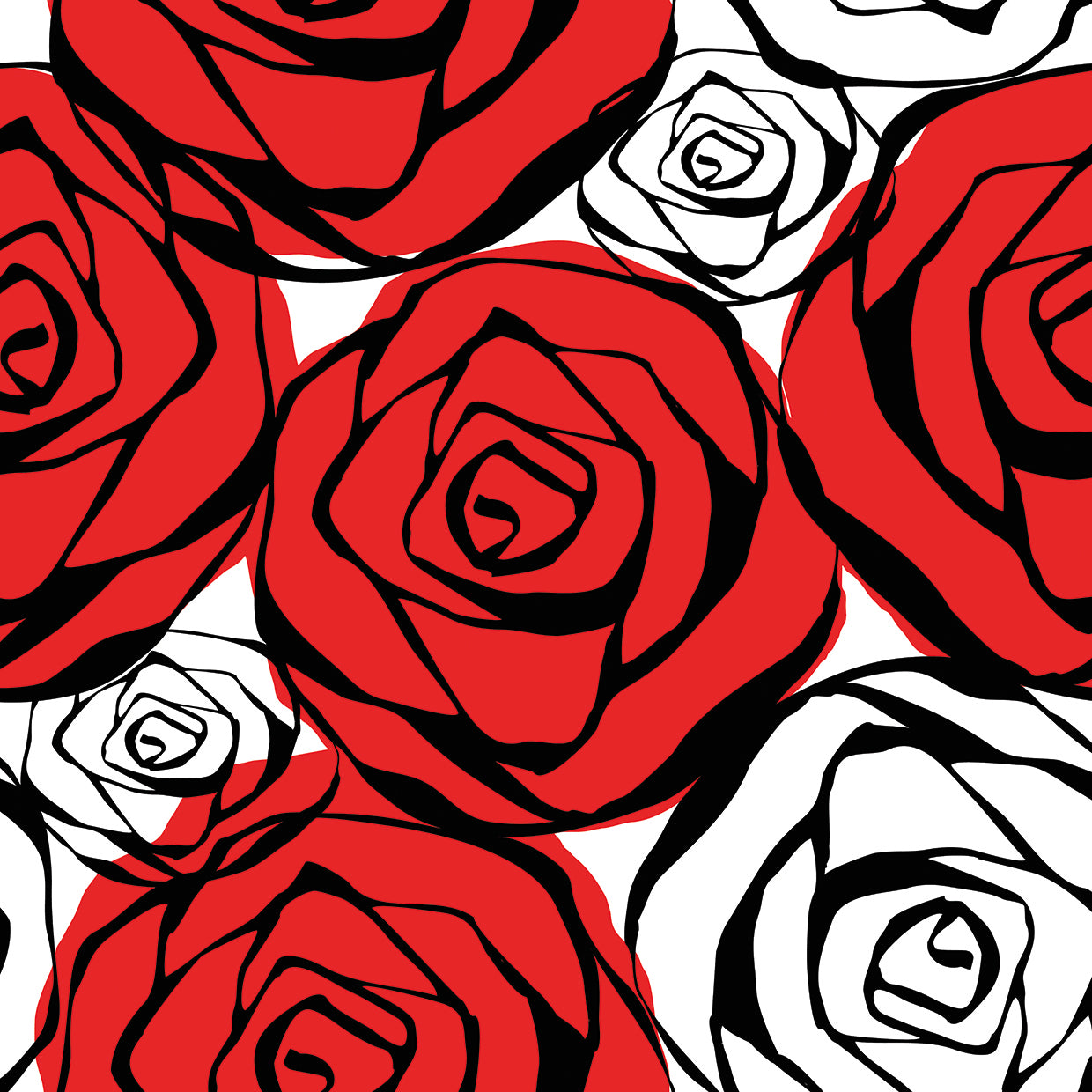 Rosas en Rojo Rosas en Lienzo Blanco