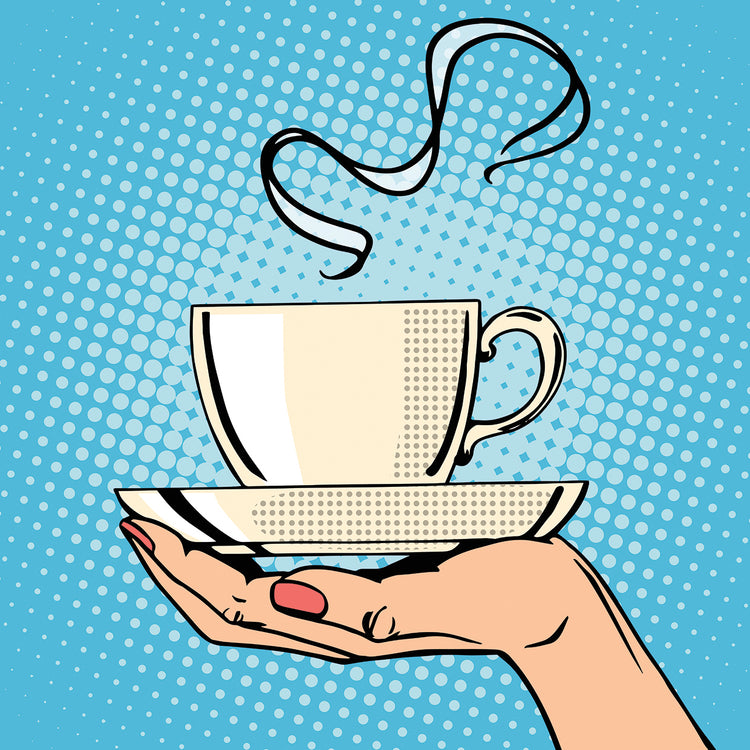Arte de lienzo de café caliente servido aquí