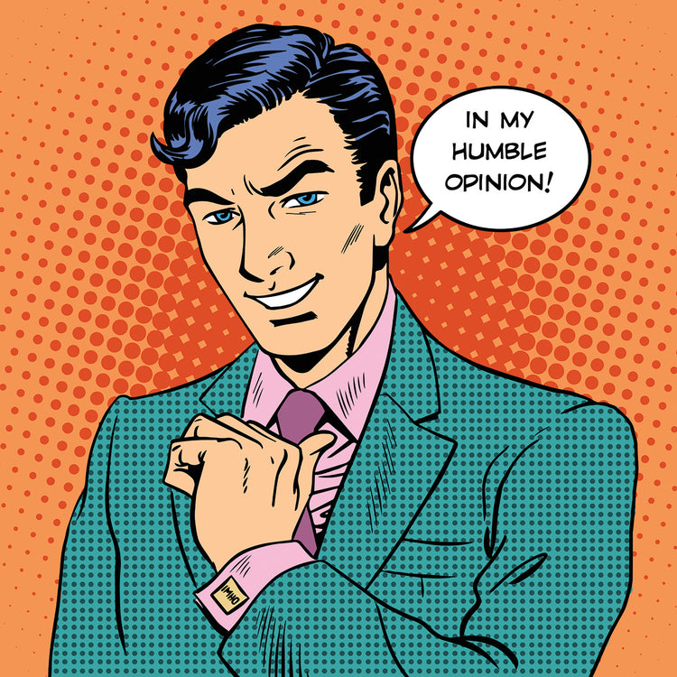 En mi humilde opinión, hombre de negocios retro arte de la lona