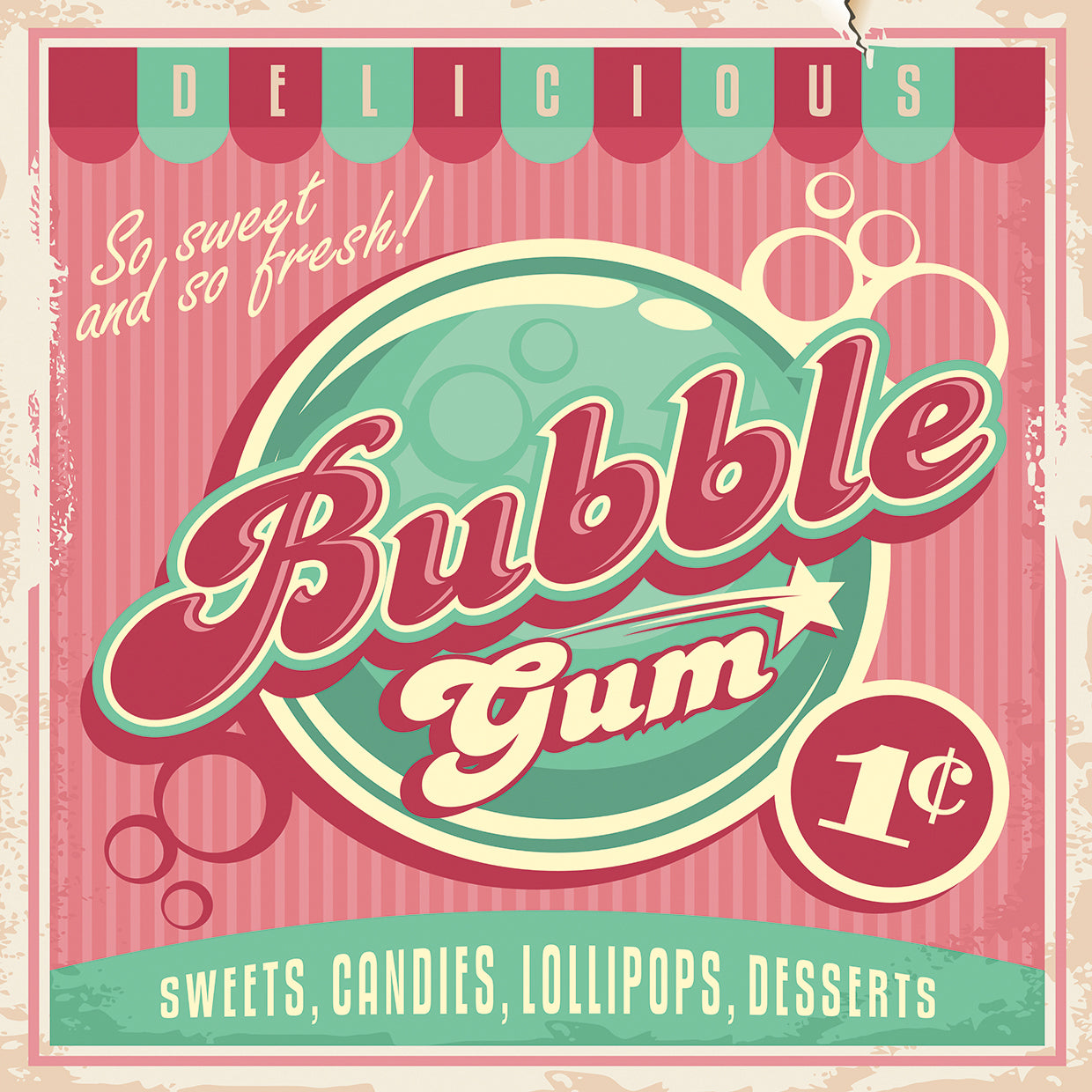 Vintage Bubble Gum Poster