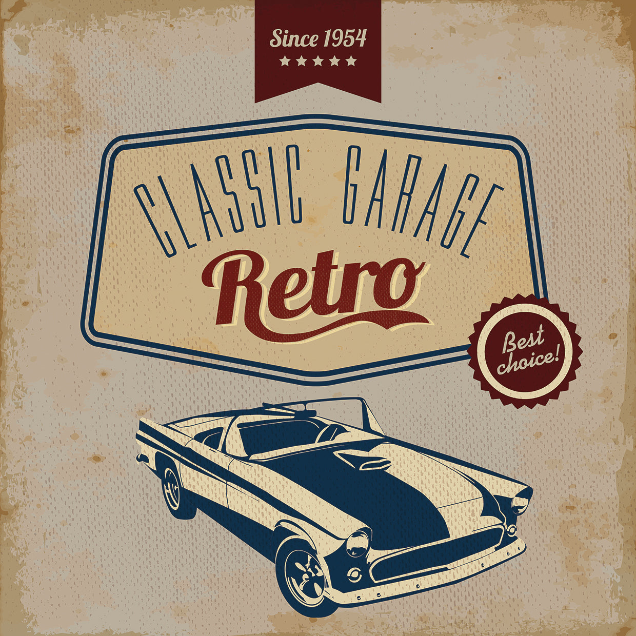 Arte de lona de garaje de servicio convertible vintage