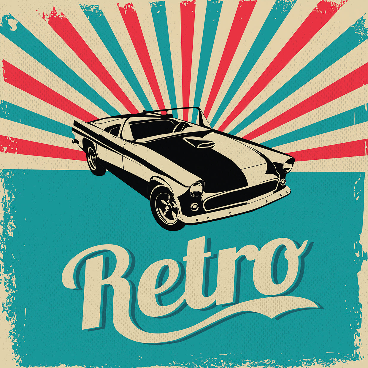 Arte de la lona de la muestra convertible de los rayos retros
