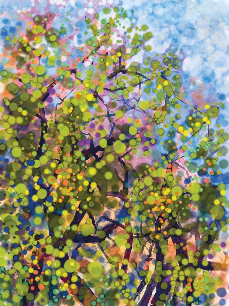 Hojas en el arte de la lona del primero de la primavera