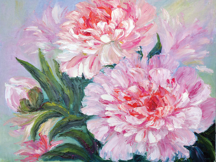 Arte de la lona de peonías rosadas llamativas