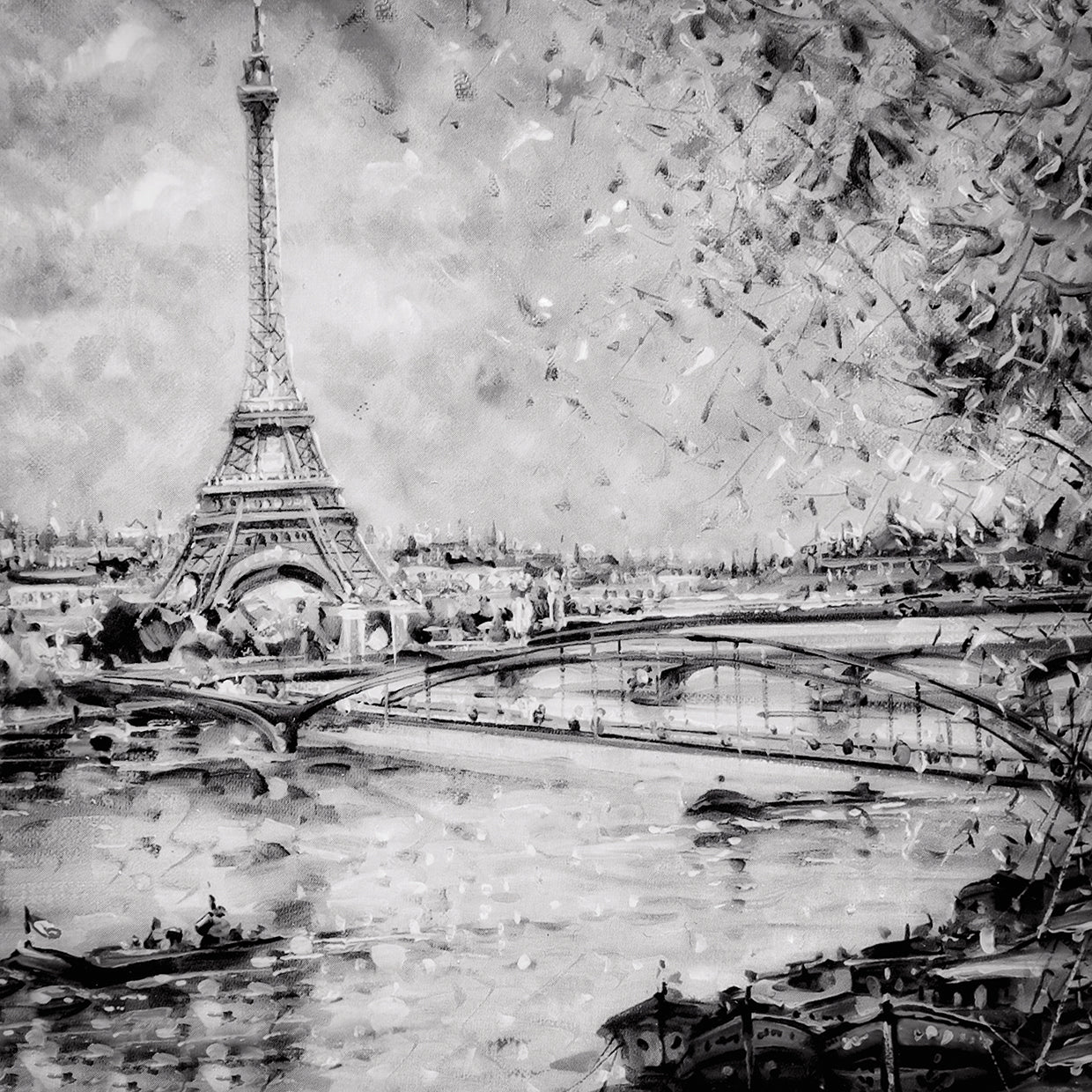 Lienzo de la Torre Eiffel del Sena plateado