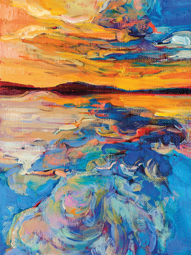Arte de la lona de los remolinos del color del cielo de la puesta del sol