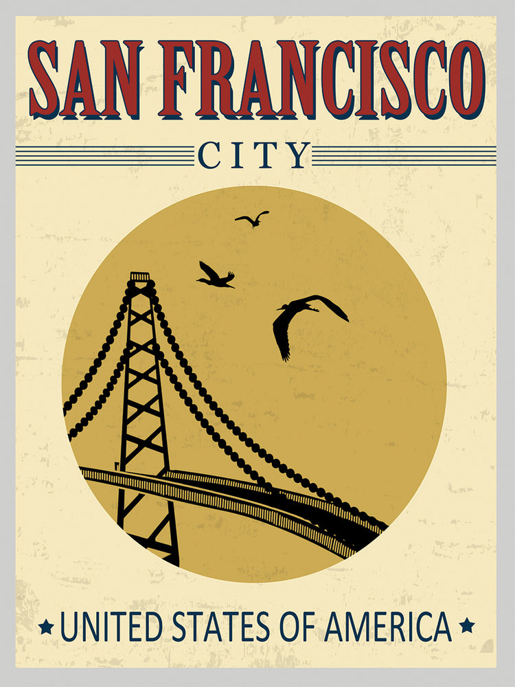 Arte de la lona del cartel de Golden Gate San Francisco