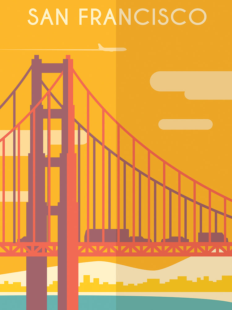 Arte moderno de la lona del resplandor de Golden Gate
