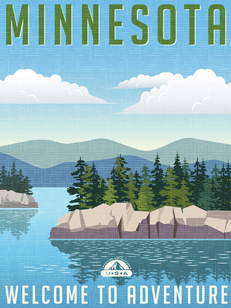Arte de la lona de la bienvenida del lago del verano de Minnesota