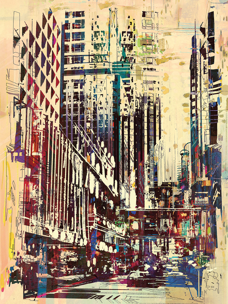 Arte de lienzo de paisaje urbano de croma alto