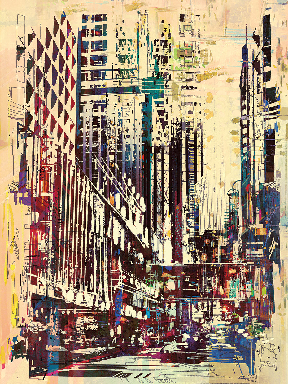 Arte de lienzo de paisaje urbano de croma alto