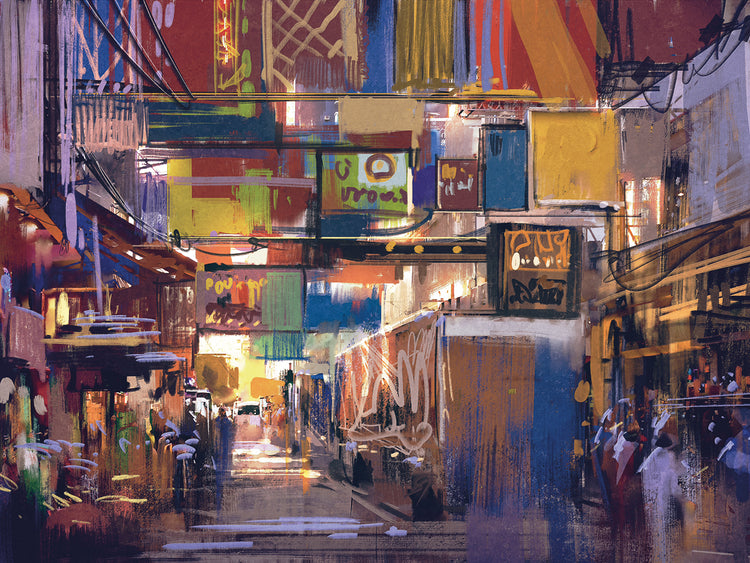 Arte de la lona del popurrí del color del mercado callejero