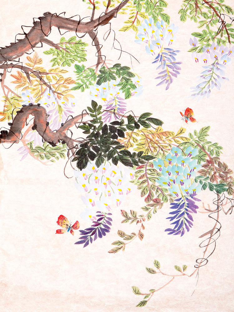Arte de la lona de las flores de la mariposa de la suerte