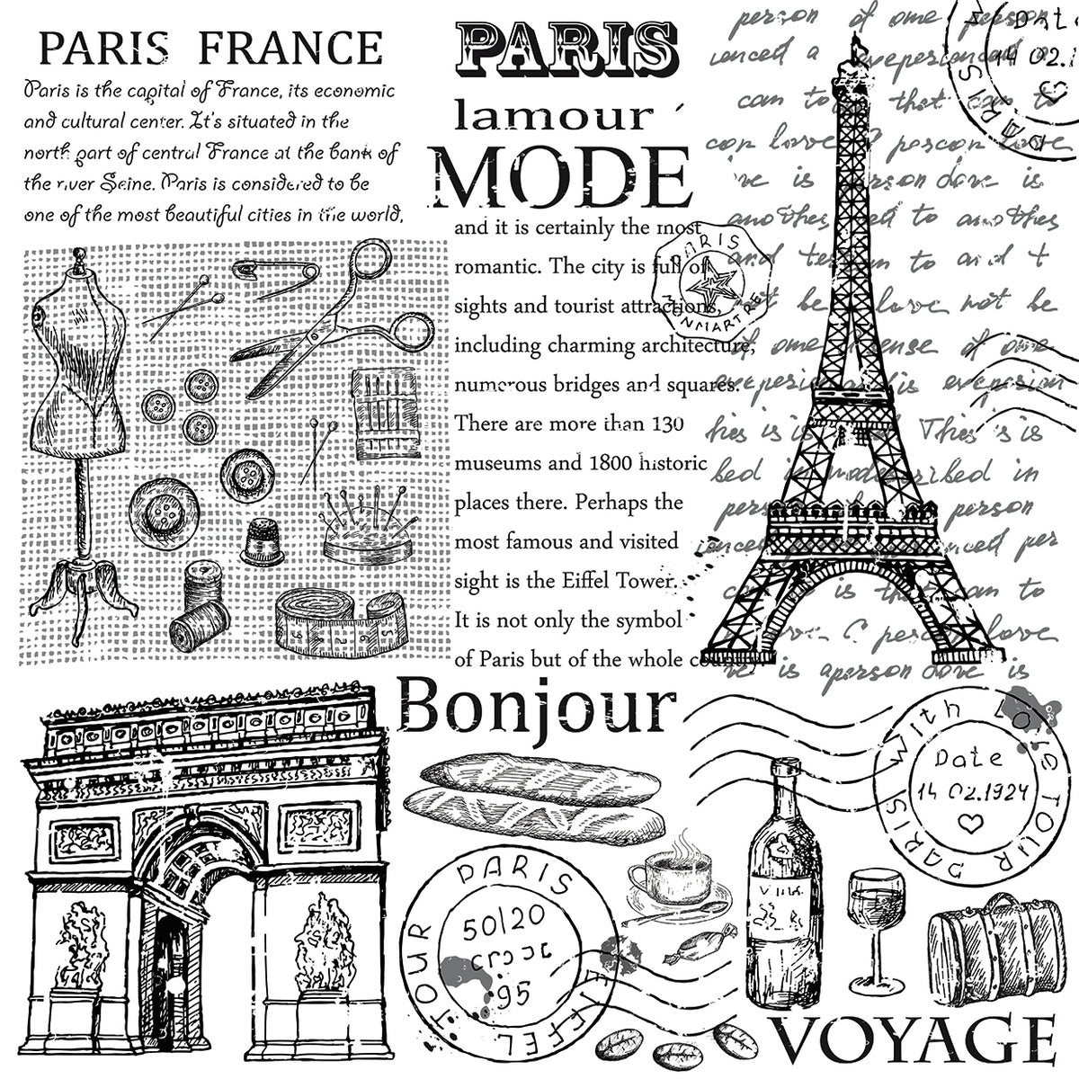 Bonjour Paris Mode Collage