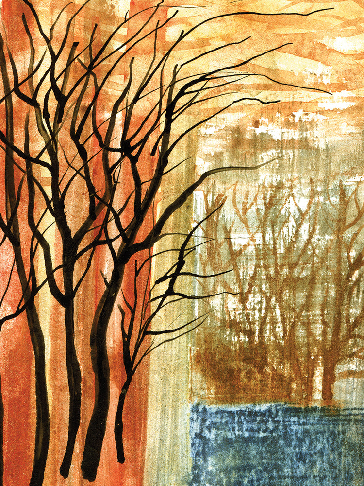 Arte abstracto de la lona de la tranquilidad del bosque