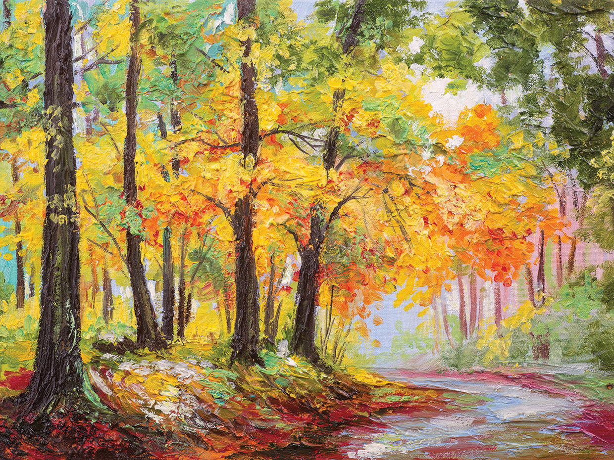 Gold Leaves Fall on the Path