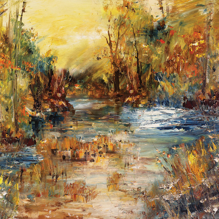 Arte de la lona de las expresiones del río del bosque