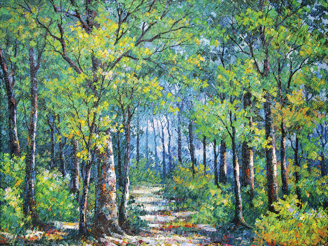 Green Becomes Gold Forest Path