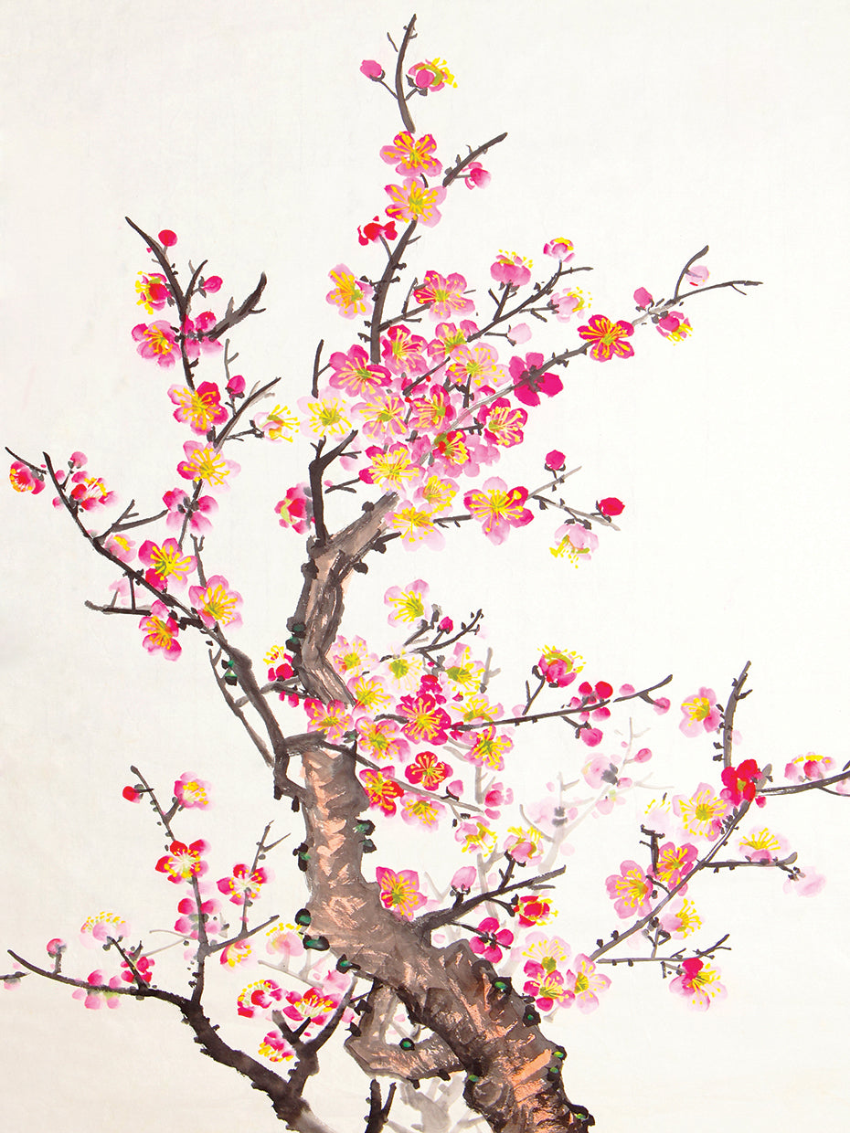 Arte de la lona de las flores del ciruelo de la suerte