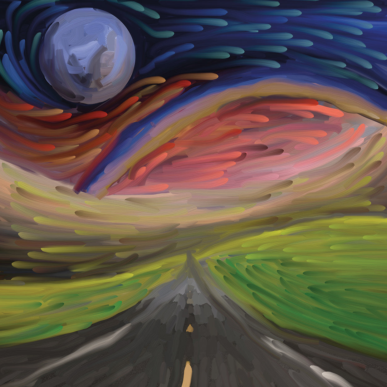 Arte de la lona del camino de los colores que vuelan