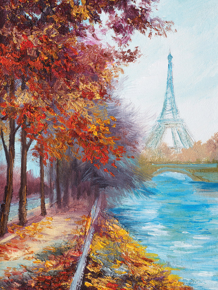 Arte de la lona de la torre Eiffel de la niebla del otoño