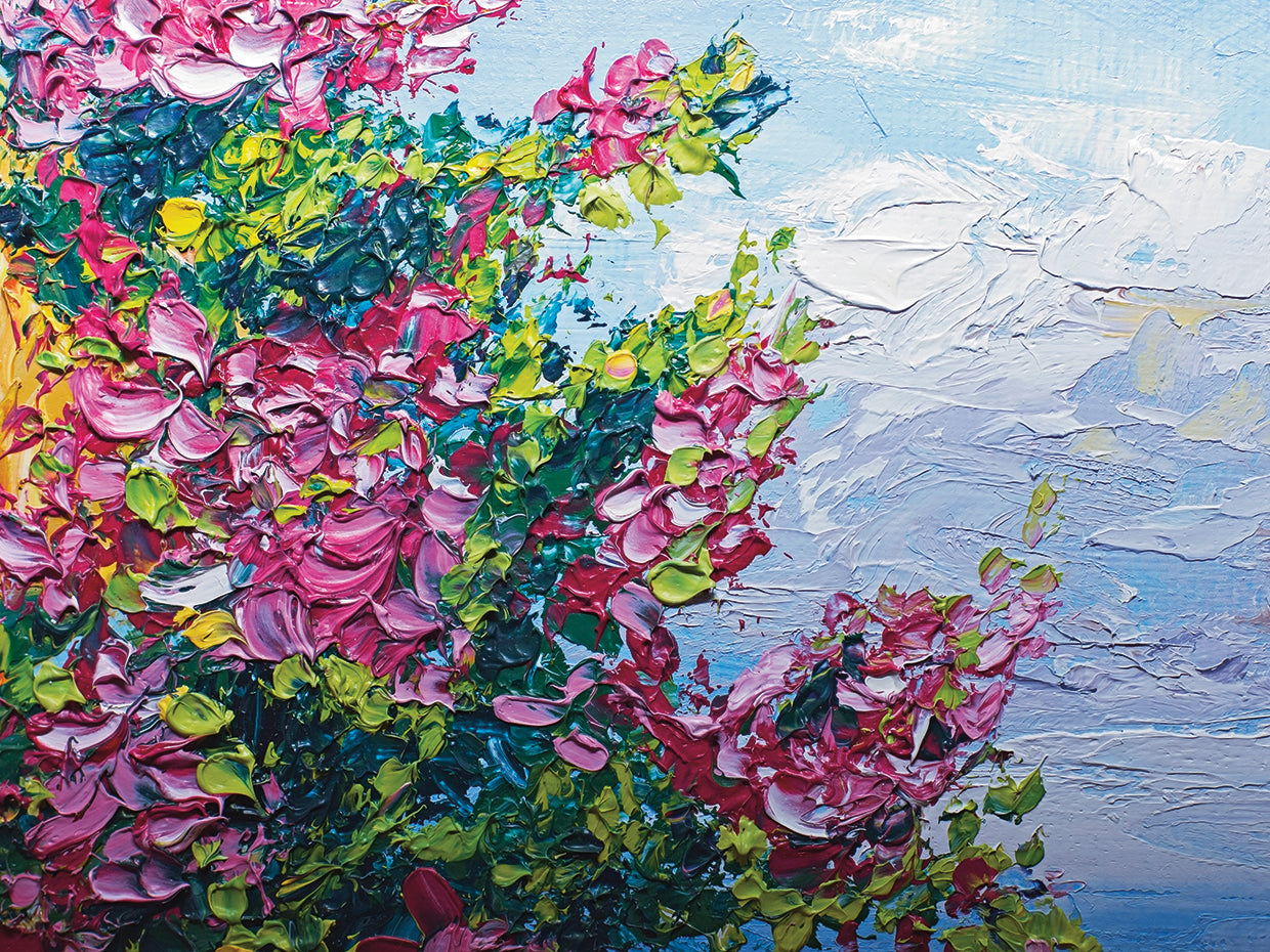 Bold Brush with Purple Blooms