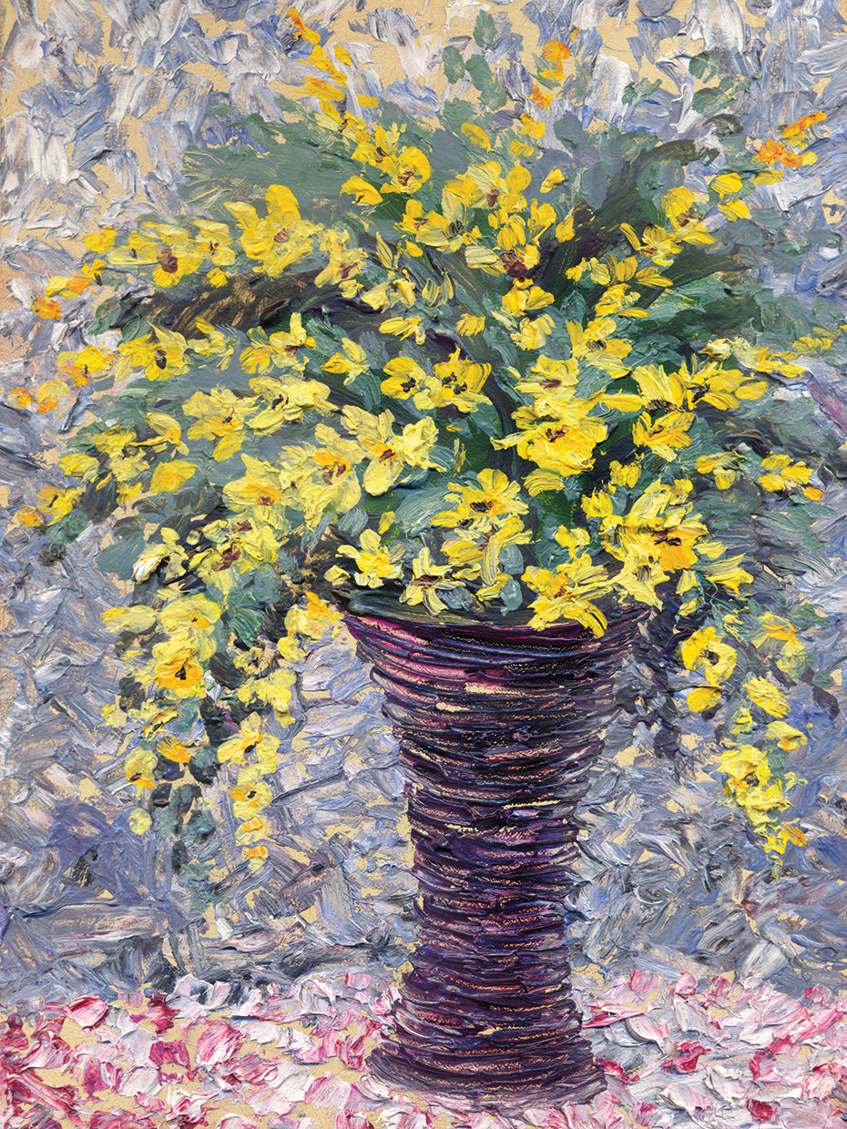 Me tenías en el arte de la lona del ramo amarillo