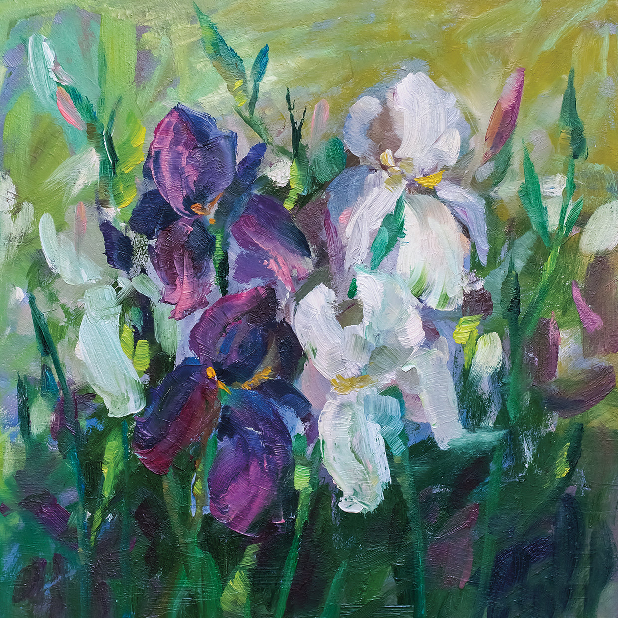Arte de lienzo de jardín de iris favorito del pintor