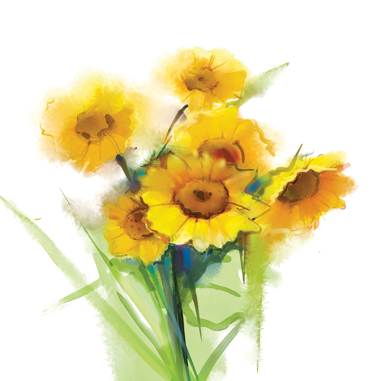Arte de lienzo de girasoles suaves mantecosos