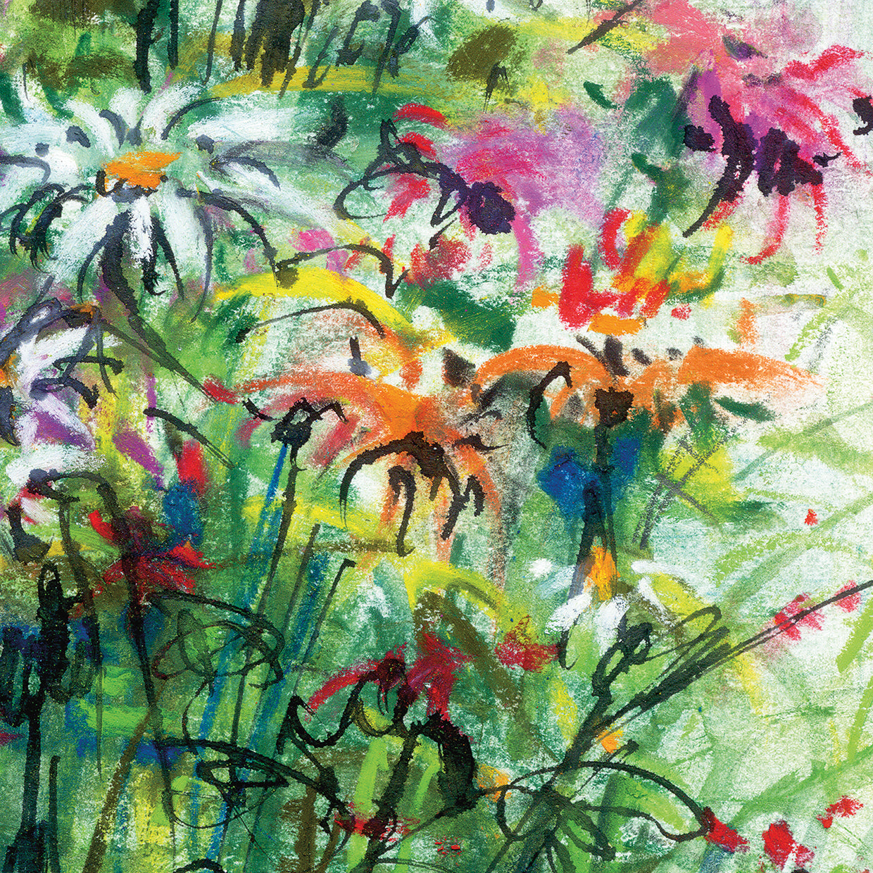 Arte de lienzo de garabatos de jardín de dibujo rápido