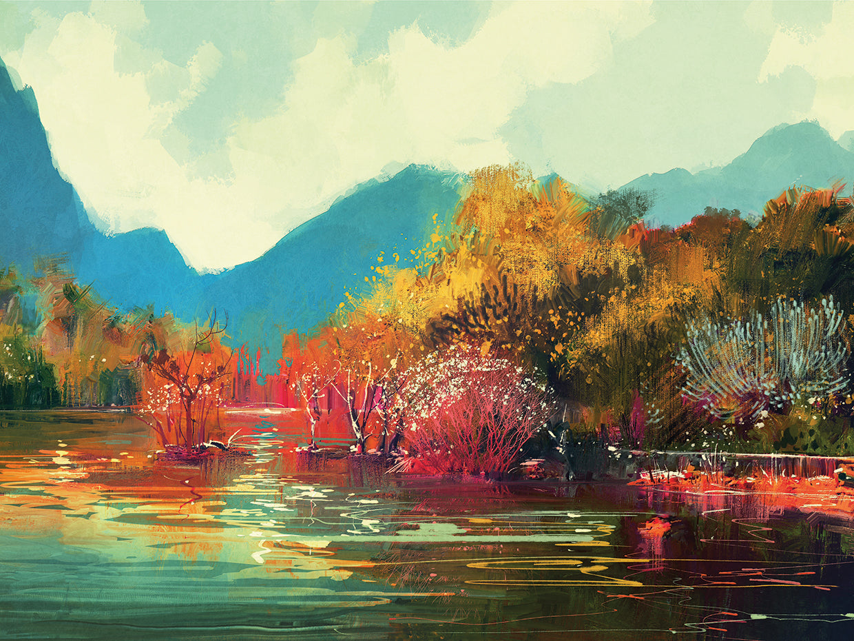 Autumn Forest Near the Mountains