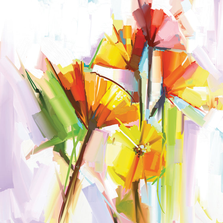 Arte moderno de la lona de las flores de la ventana