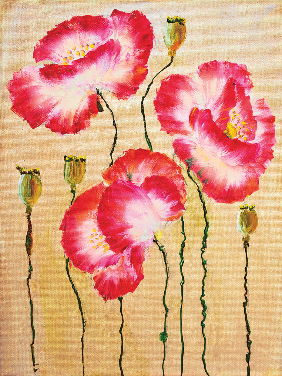 Arte de la lona de las peonías de las cintas rosadas