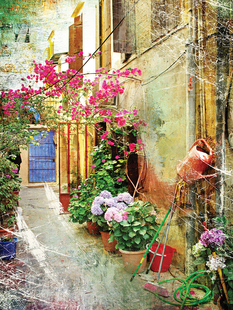 Arte griego de la lona del patio del jardín