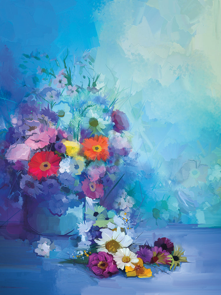 Arte de la lona de la caída del color del ramo azul