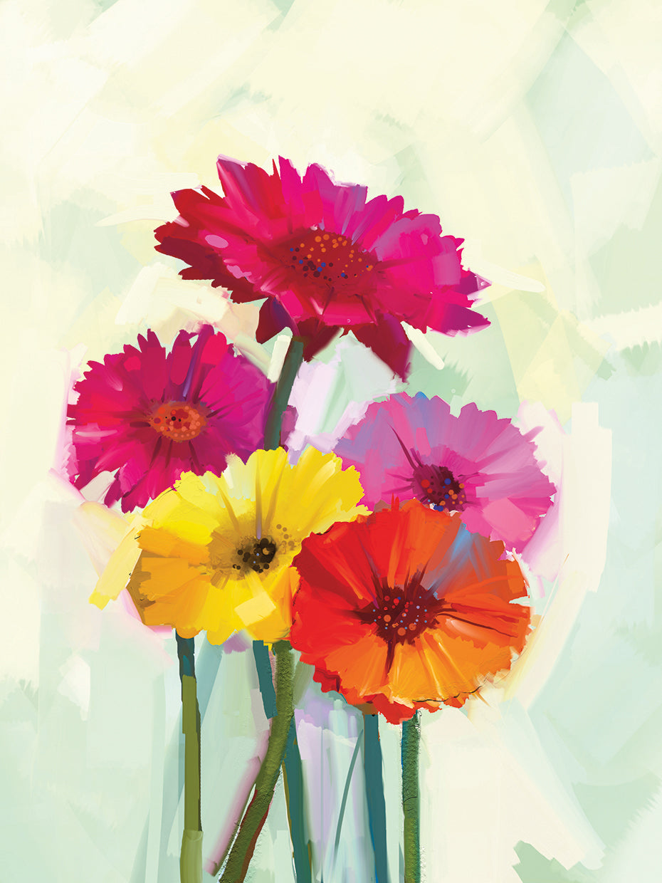 Arte de la lona del ramo de Gerbera feliz de verte