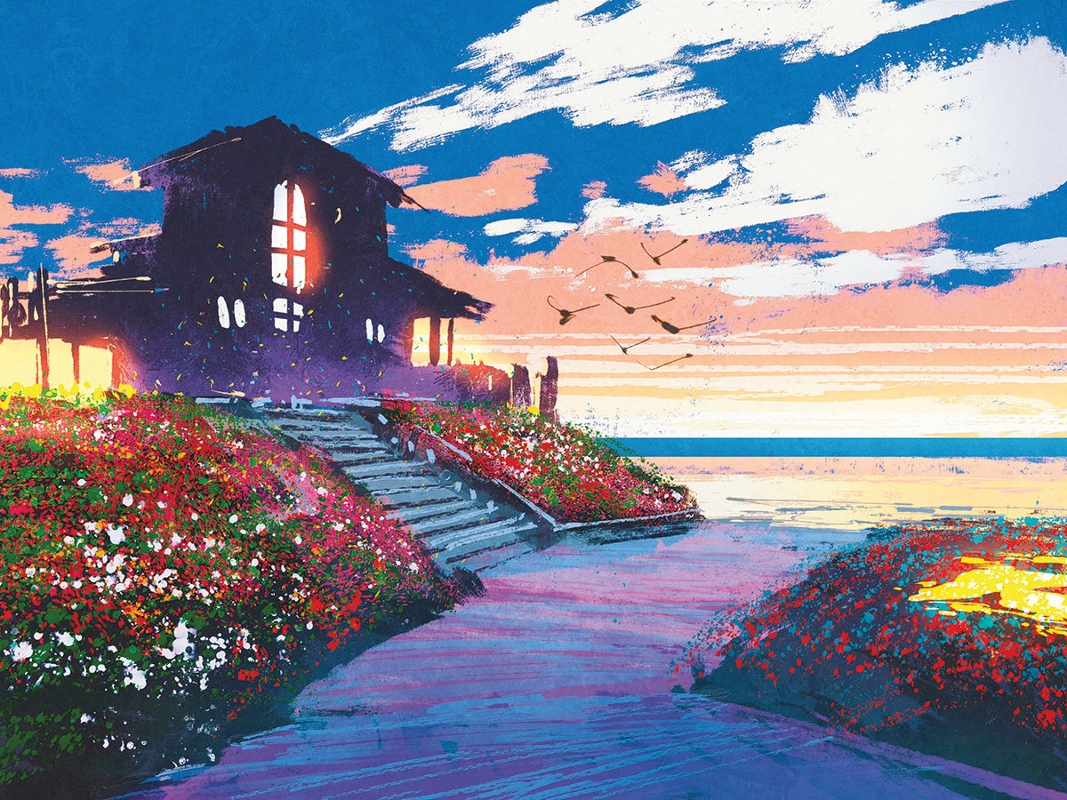 Beach House Glow at Sunset