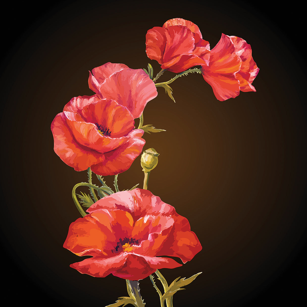Cuadro en lienzo Tan elegante en amapolas rojas