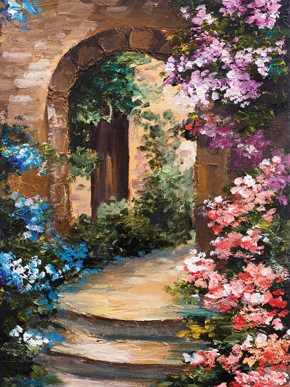 Flores florecen en el jardín Sombras Arte de la lona