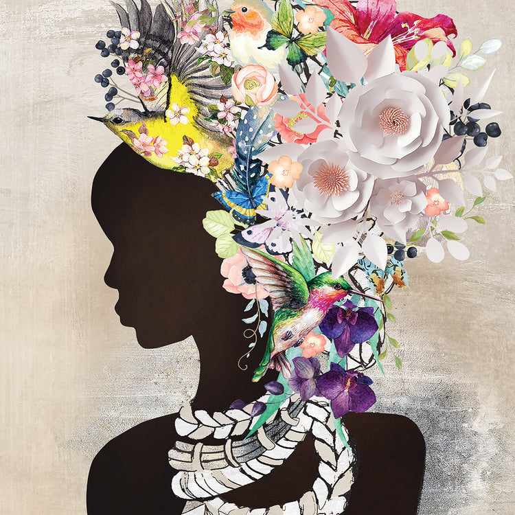 Natural Woman Floral - highest quality handcrafted wall art work on large canvas & framed canvas prints by Nikki Chu 