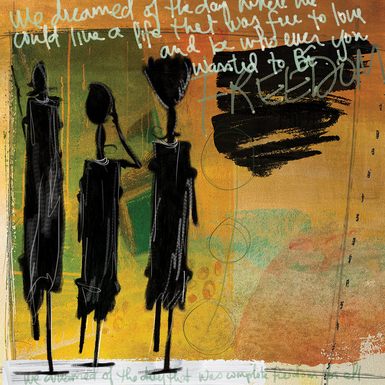 Tribe Yellow - highest quality handcrafted wall art work on large canvas & framed canvas prints by Nikki Chu 