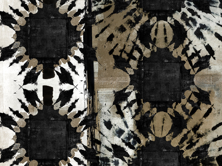 Tribal Flower Neutral Horizontal - highest quality handcrafted wall art work on large canvas & framed canvas prints by Nikki Chu 