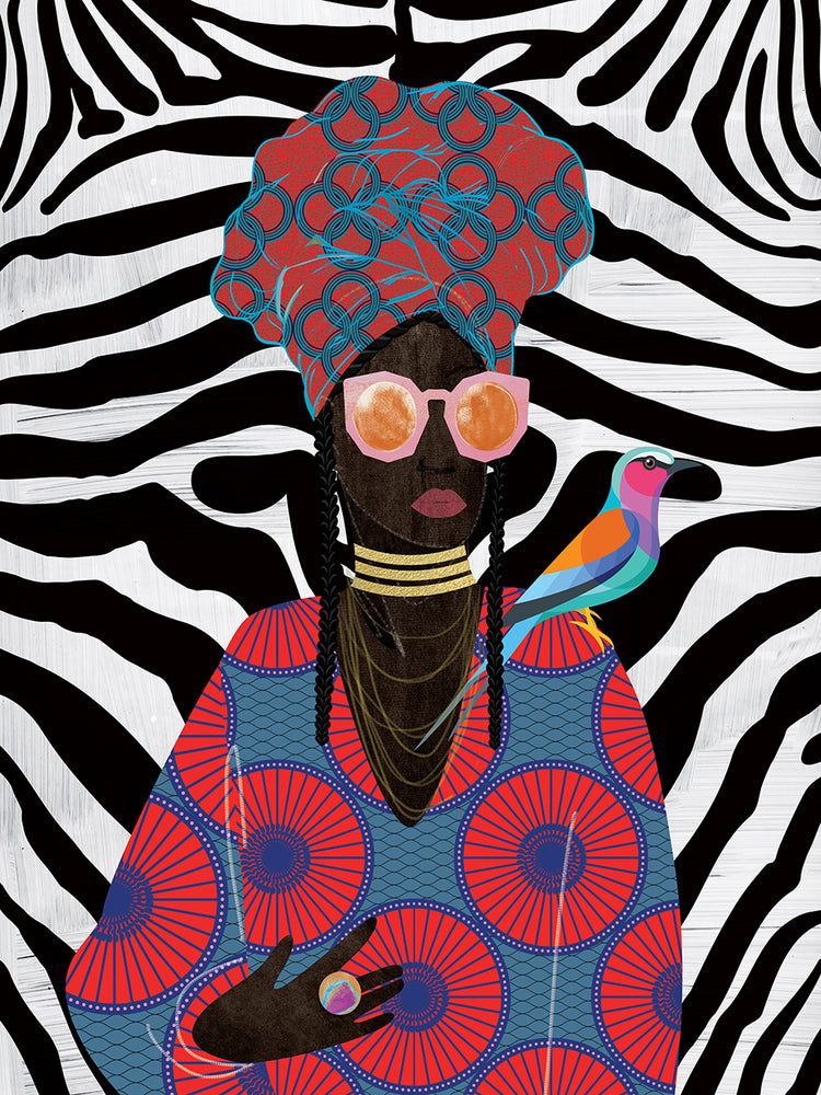 Modern Turban Queen 2 by Nikki Chu is a graphic multicultural female figure painting printed on canvas or framed canvas