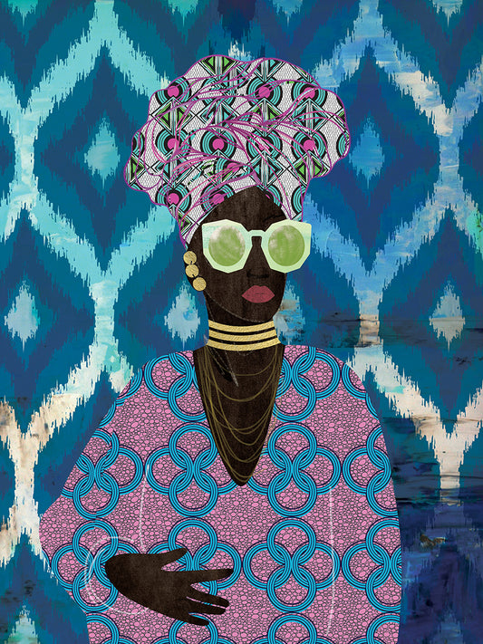 Modern Turban Queen by Nikki Chu is a contemporary African inspired figure painting printed on canvas or framed canvas