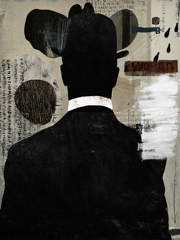 Mystery Man handcrafted art work on canvas or framed canvas prints by Nikki Chu 