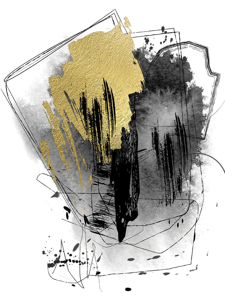 Confusion Gold handcrafted art work on canvas or framed canvas prints by Nikki Chu 