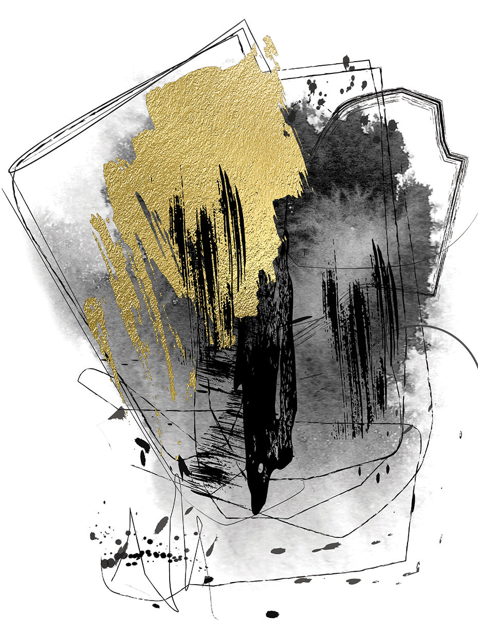 Confusion Gold handcrafted art work on canvas or framed canvas prints by Nikki Chu 