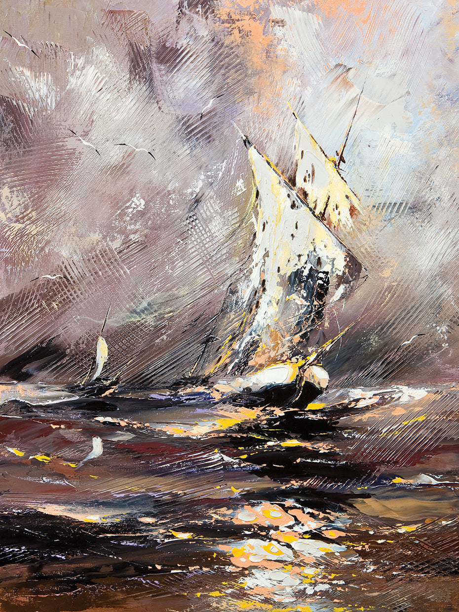 Braving the Storm Sailboat