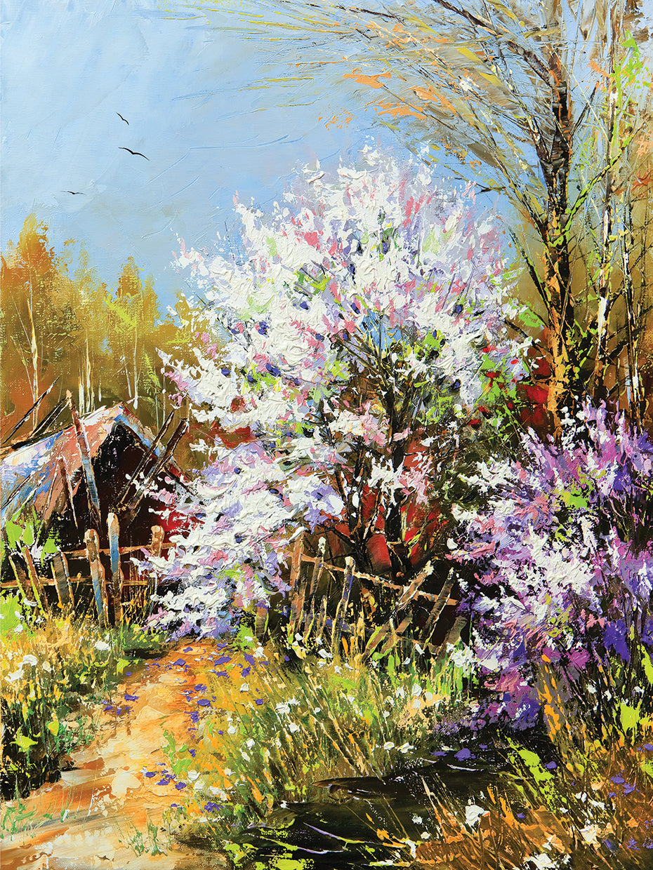 Arte de la lona de los colores del país de la primavera