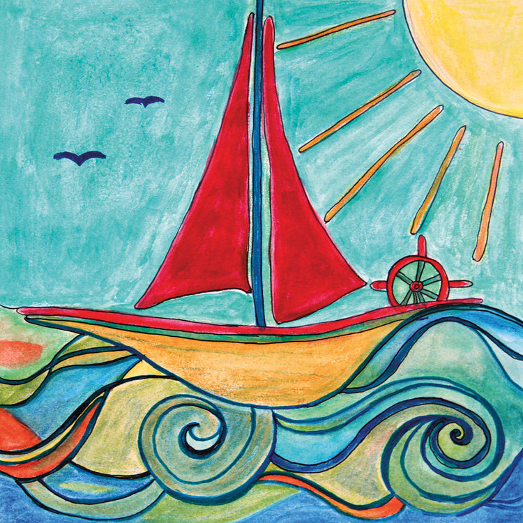 Ahoy Red Sailboat Waves